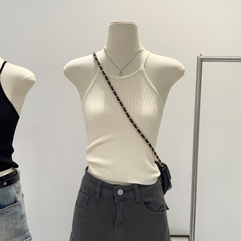 Halter top bez rukava u francuskom stilu, uski kroj, kratka duljina, viskoza 95%+