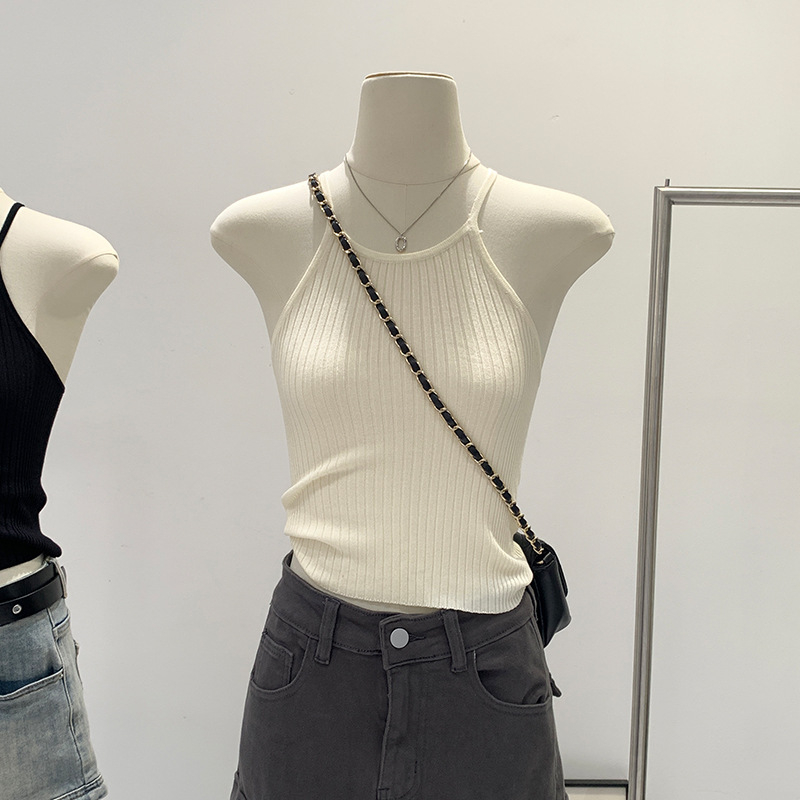 Halter top bez rukava u francuskom stilu, uski kroj, kratka duljina, viskoza 95%+