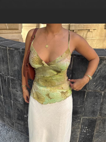 Top s trakama u sling stilu, cvjetni print, uska silueta, poliester