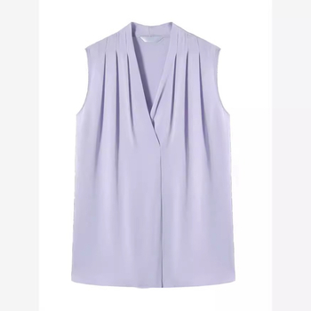 Bez rukava bluza od acetatnog satena s odvojivim trakama; OL stil zapadnjačkog odijela; blaga rastezljivost; PVC tkanina