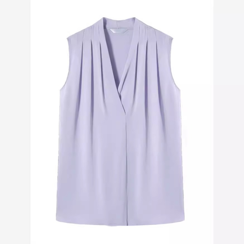 Bez rukava bluza od acetatnog satena s odvojivim trakama; OL stil zapadnjačkog odijela; blaga rastezljivost; PVC tkanina