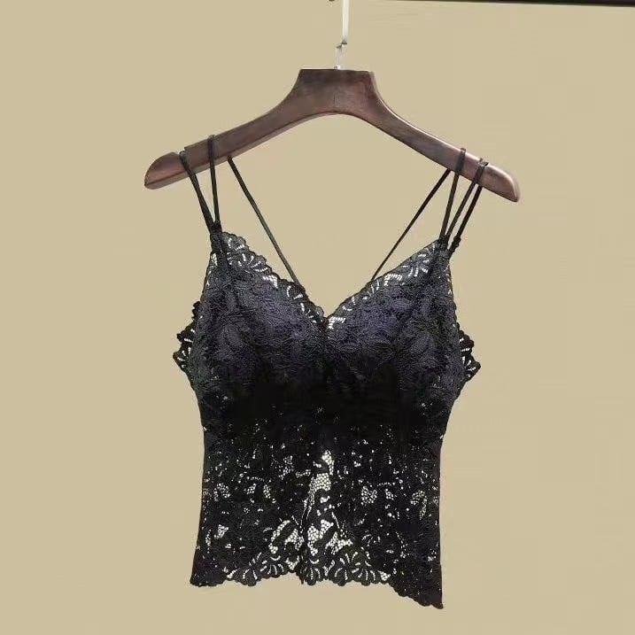 Seksi čipkasti top s ugrađenim jastučićima za prsa, otvoren leđa