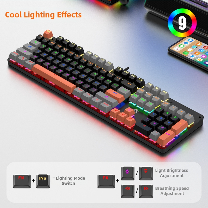 104-klahvi kaabli-kinnitusga mehhaaniline klaviatuur hot-swappable lülititega, RGB taustvalgustus, veekindel