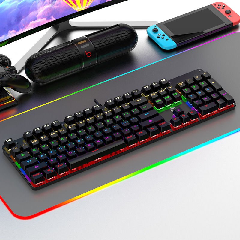 104 клавиши кабелна механична клавиатура с горещосменяеми суичове, RGB подсветка, водоустойчива