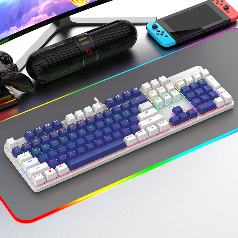 104 клавиши кабелна механична клавиатура с горещосменяеми суичове, RGB подсветка, водоустойчива