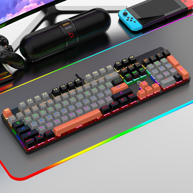 104 клавиши кабелна механична клавиатура с горещосменяеми суичове, RGB подсветка, водоустойчива