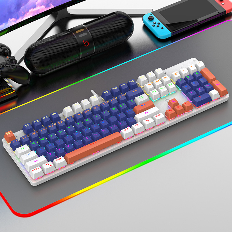 104 клавиши кабелна механична клавиатура с горещосменяеми суичове, RGB подсветка, водоустойчива