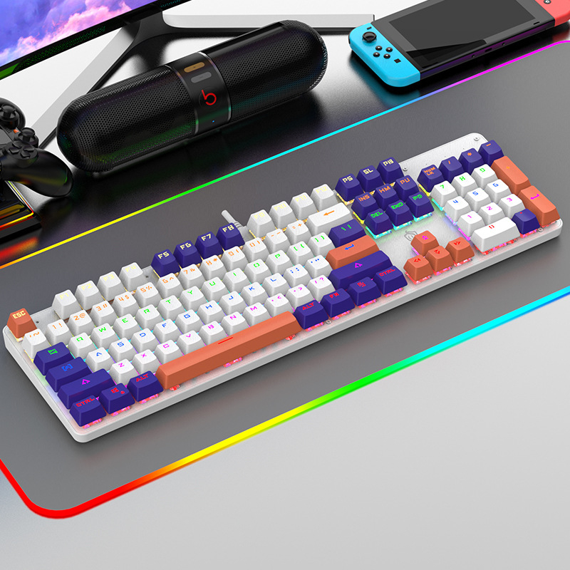 104 клавиши кабелна механична клавиатура с горещосменяеми суичове, RGB подсветка, водоустойчива