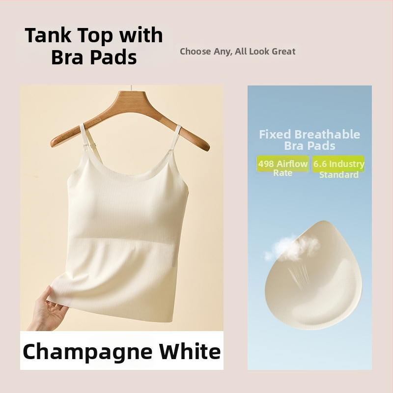 Ice Silk bezšvová camisola s vstavanými výplňami na prsiach, jednovrstvá, plus veľkosť, elegantný chrbát