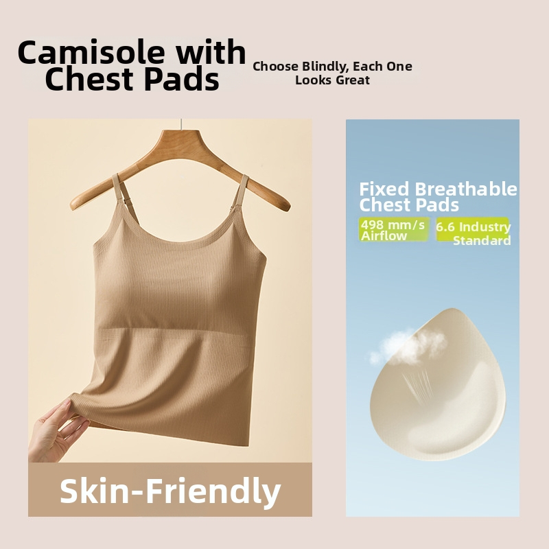 Ice Silk bezšvová camisola s vstavanými výplňami na prsiach, jednovrstvá, plus veľkosť, elegantný chrbát