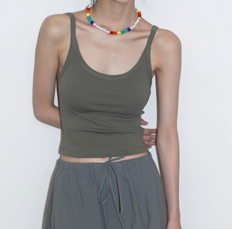 Damski pamučni top s U-izrezom, slim fit, casual stil, 80–90% pamuka, duljina 50–65 cm