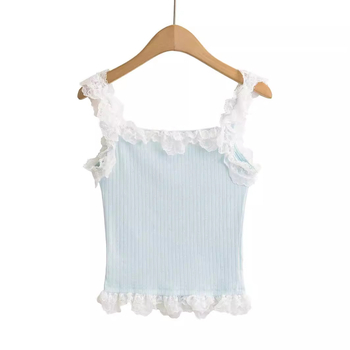Korejski stil čipkasti top za žene, street hipster stil, uski kroj, spandeks miješavina <30%, ljeto 2024