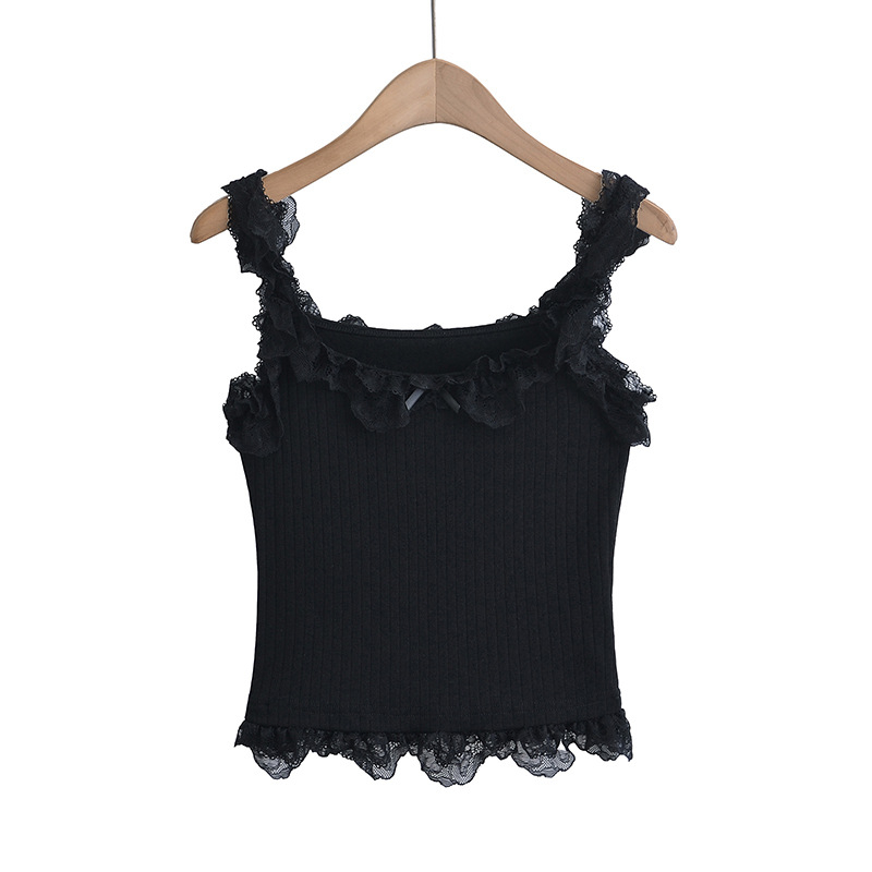 Korejski stil čipkasti top za žene, street hipster stil, uski kroj, spandeks miješavina <30%, ljeto 2024