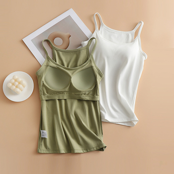 Ženska camisola s ugrađenim jastučićima za grudi, sling stil, okrugli izrez, tanak materijal od viskoze, 50–70% viskoze, 121–140 g/m2