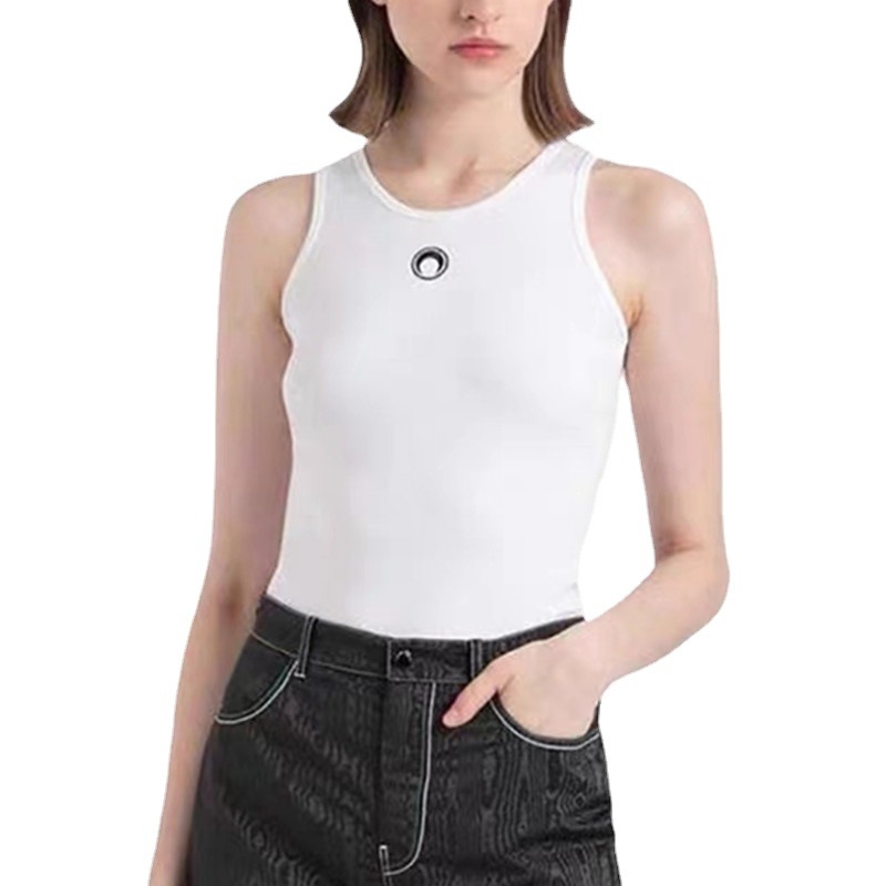 I-oblika tank top s izvezom mjeseca, pamuk 95%+, spandeks <30%, Slim verzija, street hipster stil, naramenice nedemontabilne, dvostruke naramenice
