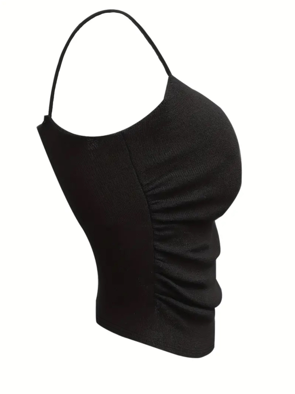 Ženski tank top s trakama, Slim fit, kratka duljina, poliester 90–95%, visoka elastičnost, ljeto 2025