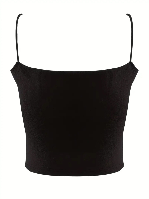 Ženski tank top s trakama, Slim fit, kratka duljina, poliester 90–95%, visoka elastičnost, ljeto 2025