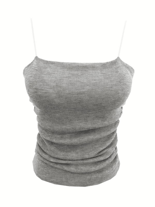 Ženski tank top s trakama, Slim fit, kratka duljina, poliester 90–95%, visoka elastičnost, ljeto 2025