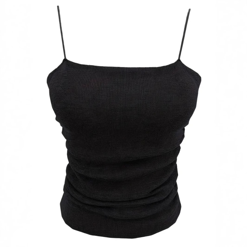 Ženski tank top s trakama, Slim fit, kratka duljina, poliester 90–95%, visoka elastičnost, ljeto 2025