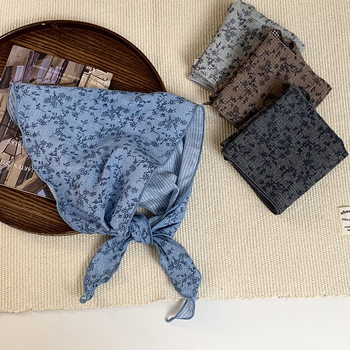 Μαντήλι κεφαλής από πολυεστέρα, διπλής όψης καρό, τρίγωνος φουλάρι, λαστιχάκι μαλλιών, άνοιξη 2025