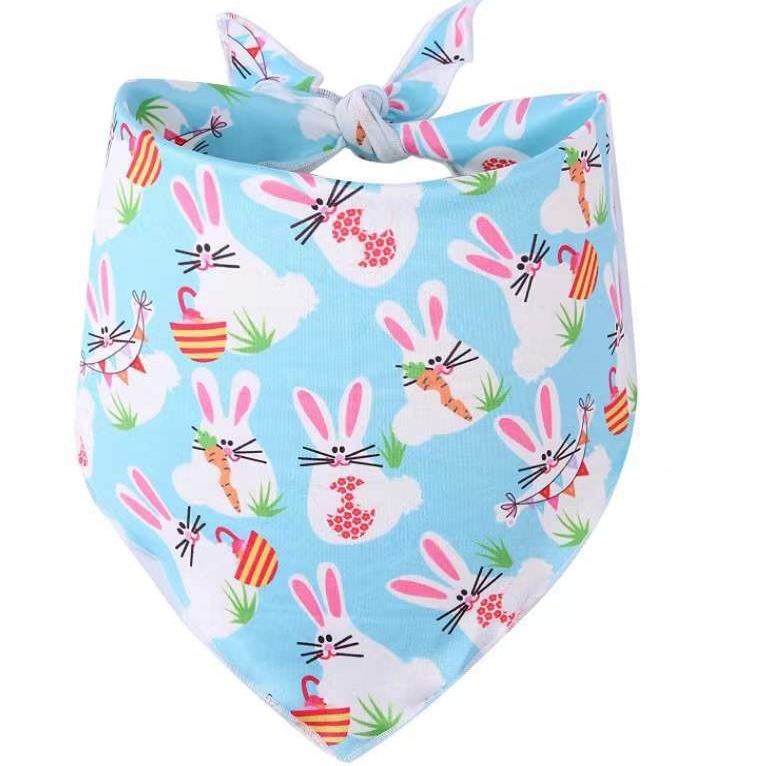 Комплект за декорации за домашни любимци за Великден – морковен модел полиестерна кърпичка за слюнка, лента за уши с принт за зайче, анимационен стил