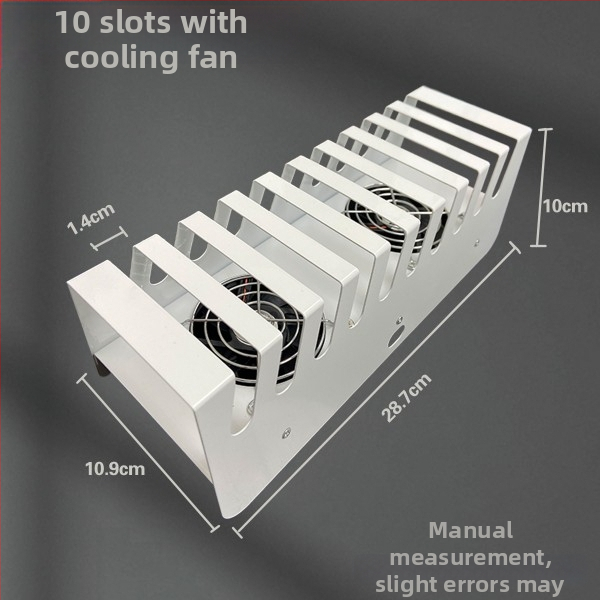 Viedtālruņu un planšetdatoru uzglabāšanas un uzlādes statīvs ar vairākiem slotiem darbam uz galda — ABS plastika
