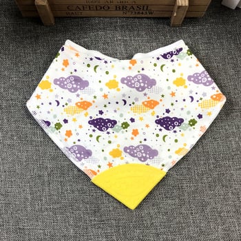 Pamut baba etető kendő, háromszög alakú, nedvszívó, harapás-zsebbel, 0-6 év