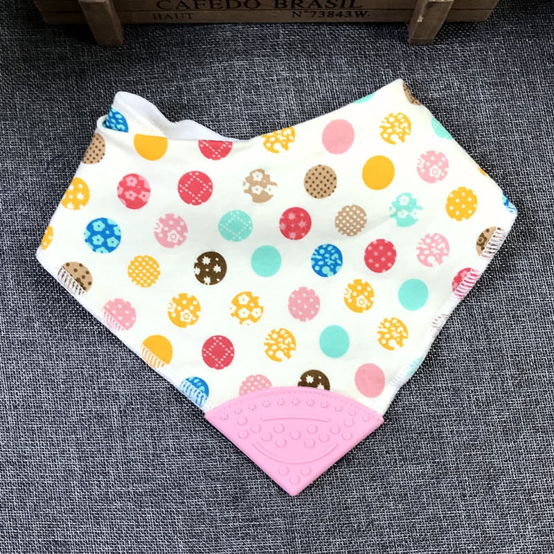 Pamut baba etető kendő, háromszög alakú, nedvszívó, harapás-zsebbel, 0-6 év