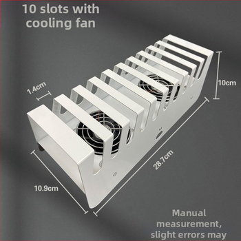 Augšējā skatiena statīvs vairākiem viedtālruņiem un planšetēm ar vairākiem karšu slotiem un centrālo galda uzlādi (ABS plastmasa)