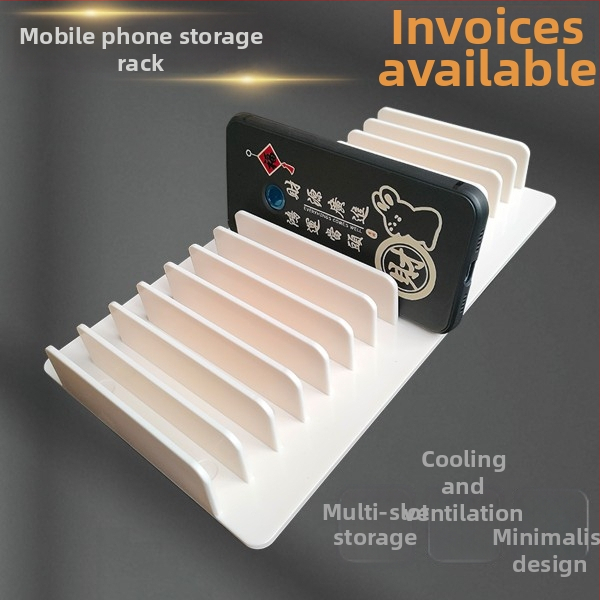 Augššējās uzņemšanas statīvs telefoniem un planšetēm ar vairākām slotām un uz galda centralizētu uzlādi (ABS plastmasa)