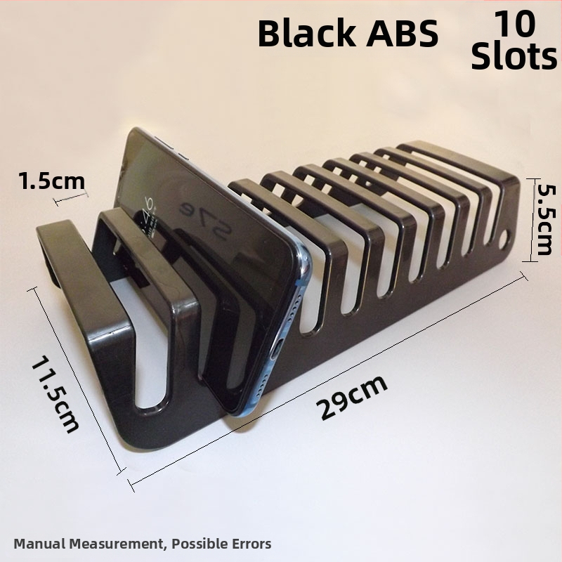 Augššējās uzņemšanas statīvs telefoniem un planšetēm ar vairākām slotām un uz galda centralizētu uzlādi (ABS plastmasa)