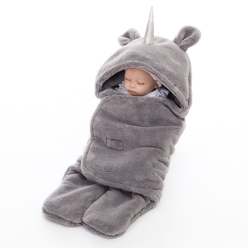 Aikexin dvostruki sloj ovčje vunene deke za uspavljivanje beba, jednobojna, zimska toplina, deka za bebe s jednorogom