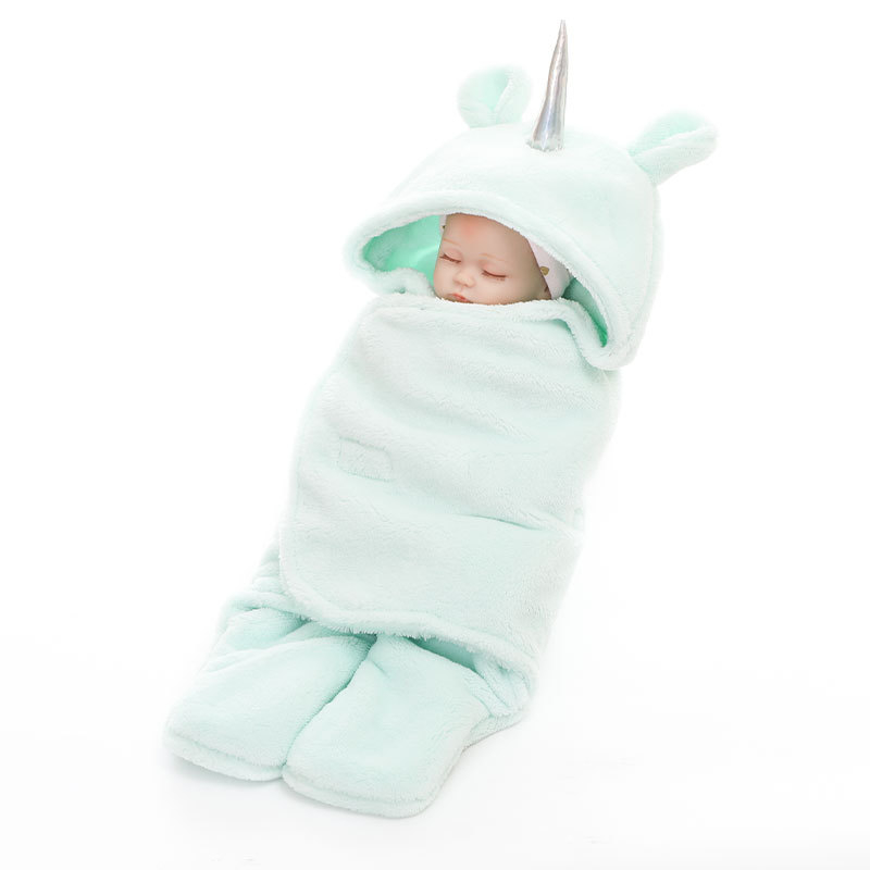 Aikexin dvostruki sloj ovčje vunene deke za uspavljivanje beba, jednobojna, zimska toplina, deka za bebe s jednorogom
