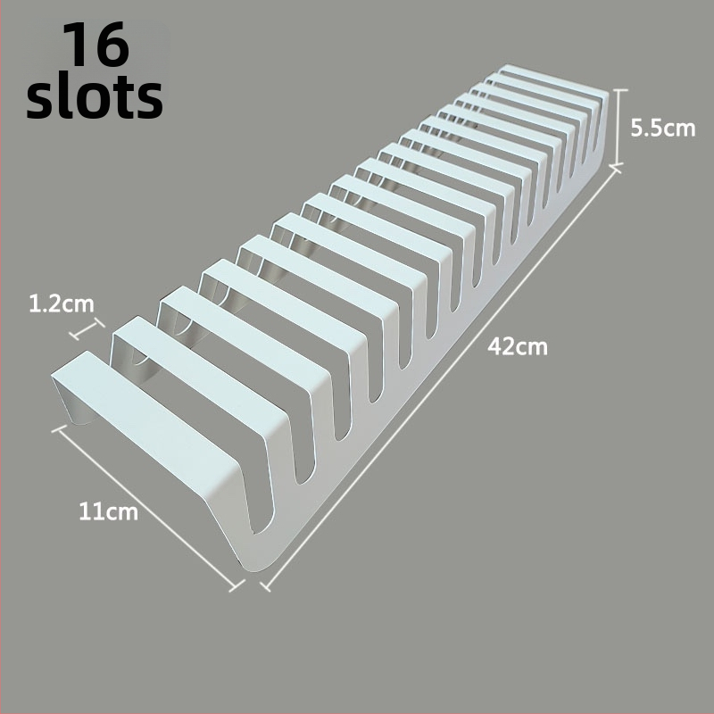 Augšējai uzņemšanai paredzēts statīvs vairākiem tālruņiem un planšetēm ar daudzslota uzglabāšanu un centrālo uzlādi uz galda - ABS plastmasa