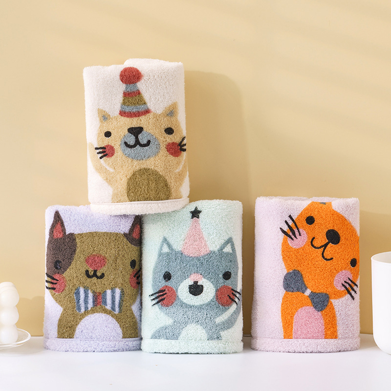 Dječji ručnik od pamuka s karikaturnim printom, mekan i otporan na opadanje vlakana, 21s vlakno