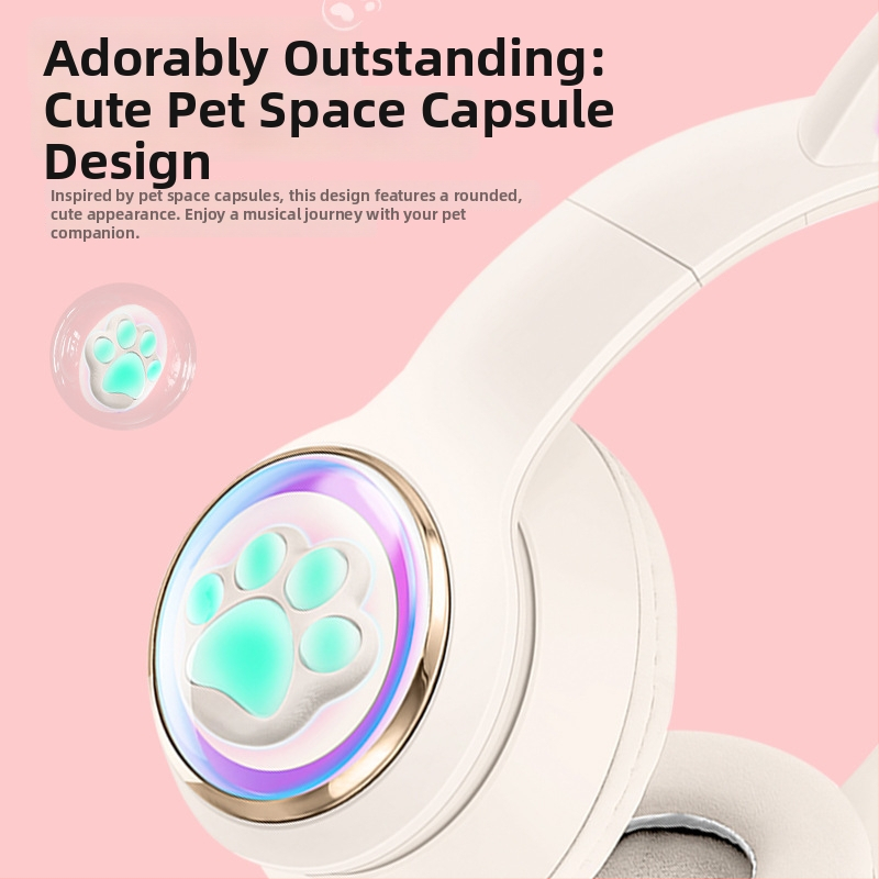 Žaidimų belaidės ausinės su šviesos basu ir kosminės kapsulės dizainu; Bluetooth 5.3, diapazonas 10 m, baterijos veikimo laikas >8 val., pulsuojanti šviesa, stereo