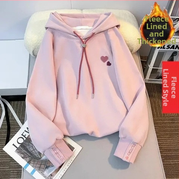 Dievčenská mikina s kapucňou v kórejskom štýle, hrubá látka, 50% polyester, jemný povrch