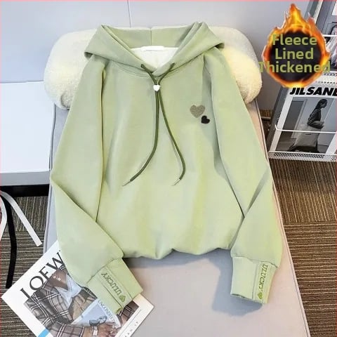 Dievčenská mikina s kapucňou v kórejskom štýle, hrubá látka, 50% polyester, jemný povrch