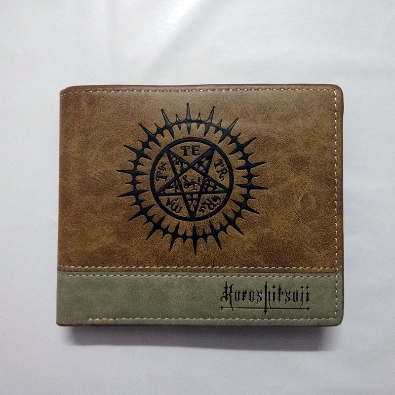 Lühike bi-fold PU nahast rahakott, millel on Survey Corps logo ja Wing of Liberty motiiv, värviblokk disain; anime muster; vooder sünteetilise nahaga; linna minimalistlik stiil.