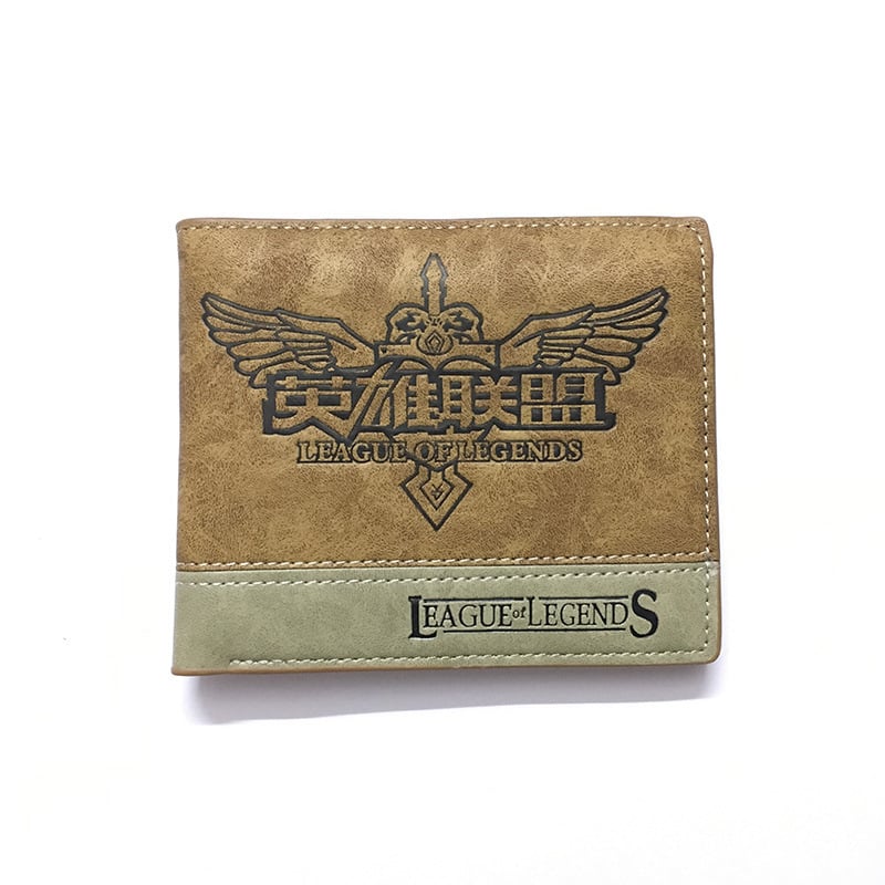 Lühike bi-fold PU nahast rahakott, millel on Survey Corps logo ja Wing of Liberty motiiv, värviblokk disain; anime muster; vooder sünteetilise nahaga; linna minimalistlik stiil.