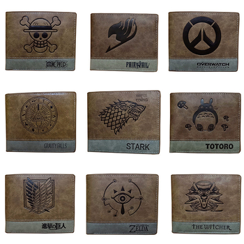 Lühike bifold rahakott Survey Corps logo ja Wing of Liberty, colorblock PU nahk, anime muster, linnaline stiil