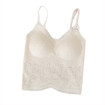 Nėrinių camisolis su įmontuotais krūties įdėklais, V-formos iškirptė, gražus nugaros dizainas, nailono/spandekso audinys, siauras kirpimas