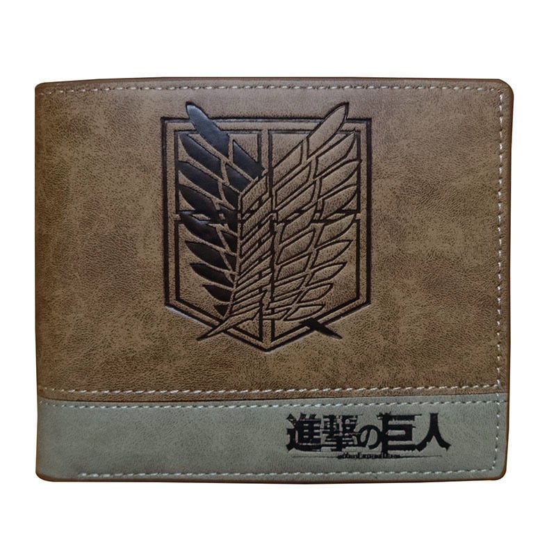 Attack on Titan lühike bi-fold rahakott Uurimiskorpuse embleemi ja Vabaduse tiibadega, värvilise plokk PU nahk, anime muster, vooder sünteetiline nahk, linnaline lihtsus, igapäevaseks kasutamiseks