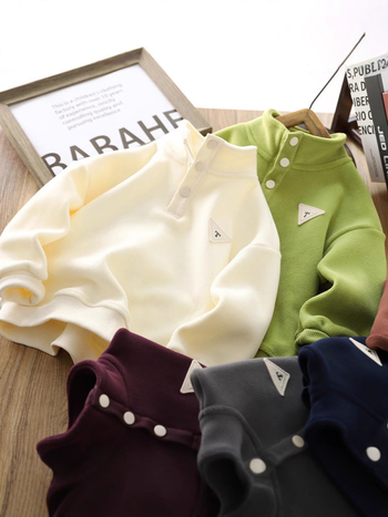 Dječji debeli baršunasti sweatshirt s poliesterom – zimski, dugi rukav, jednobojan, za djecu preko 8 godina