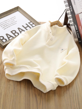 Dječji debeli baršunasti sweatshirt s poliesterom – zimski, dugi rukav, jednobojan, za djecu preko 8 godina