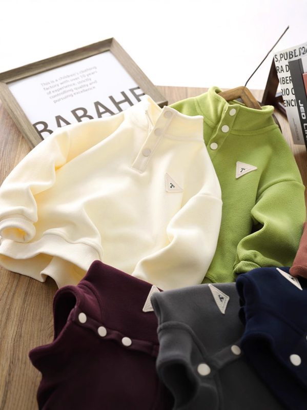 Dječji debeli baršunasti sweatshirt s poliesterom – zimski, dugi rukav, jednobojan, za djecu preko 8 godina