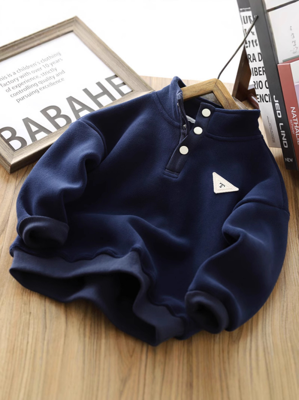 Dječji debeli baršunasti sweatshirt s poliesterom – zimski, dugi rukav, jednobojan, za djecu preko 8 godina
