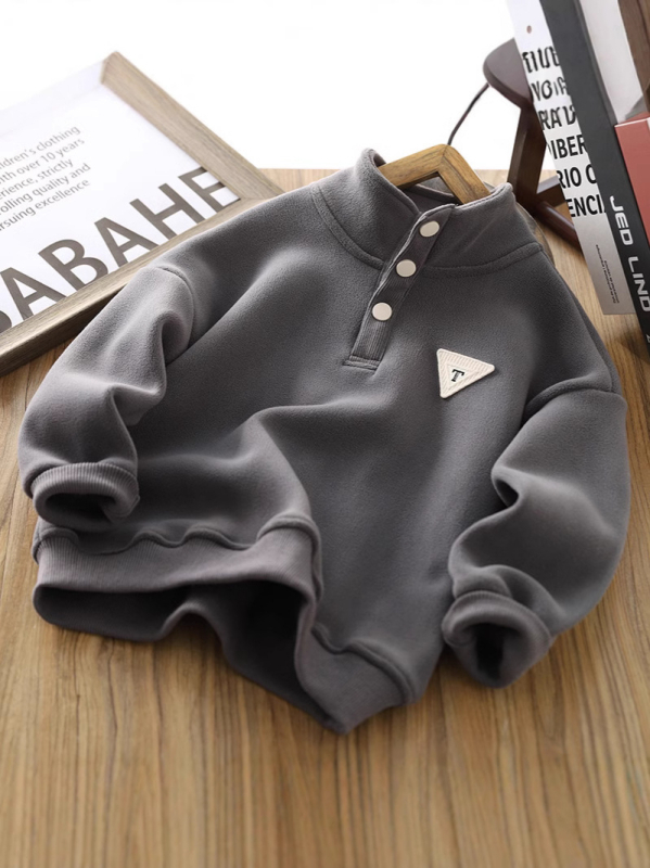 Dječji debeli baršunasti sweatshirt s poliesterom – zimski, dugi rukav, jednobojan, za djecu preko 8 godina