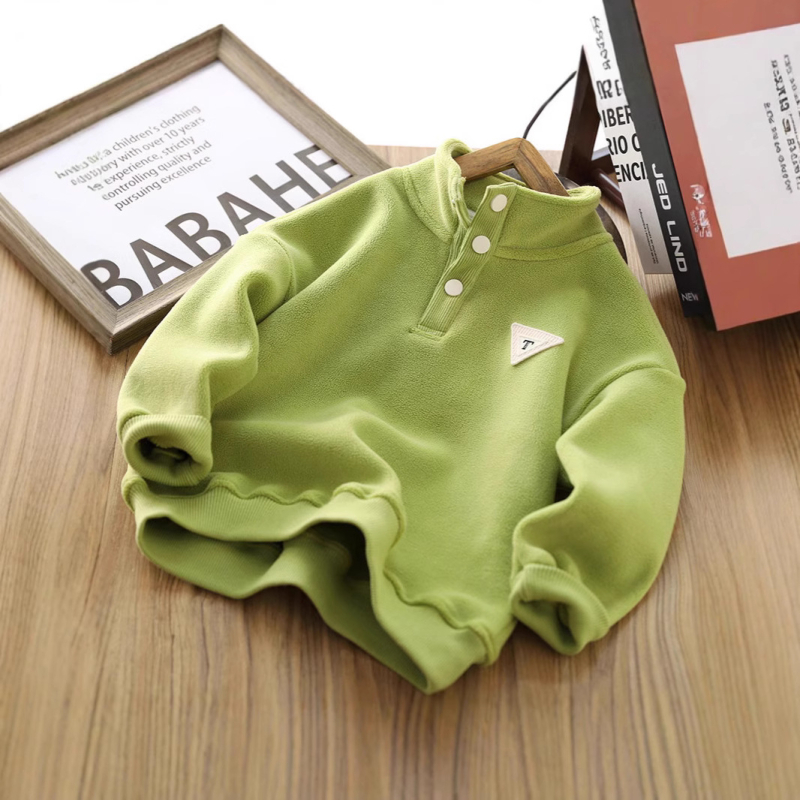 Dječji debeli baršunasti sweatshirt s poliesterom – zimski, dugi rukav, jednobojan, za djecu preko 8 godina