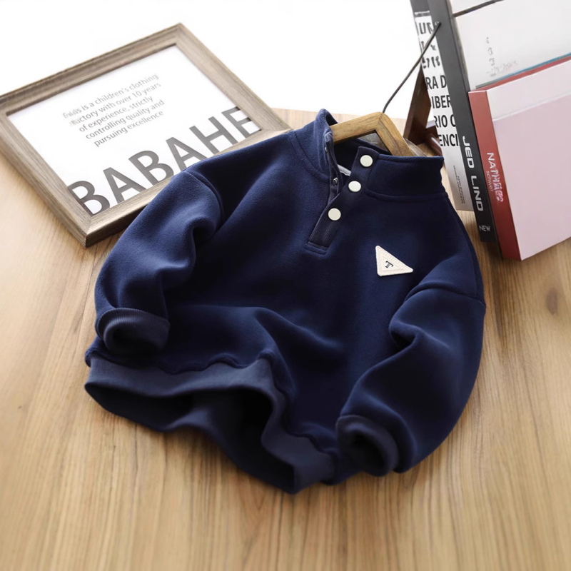 Dječji debeli baršunasti sweatshirt s poliesterom – zimski, dugi rukav, jednobojan, za djecu preko 8 godina